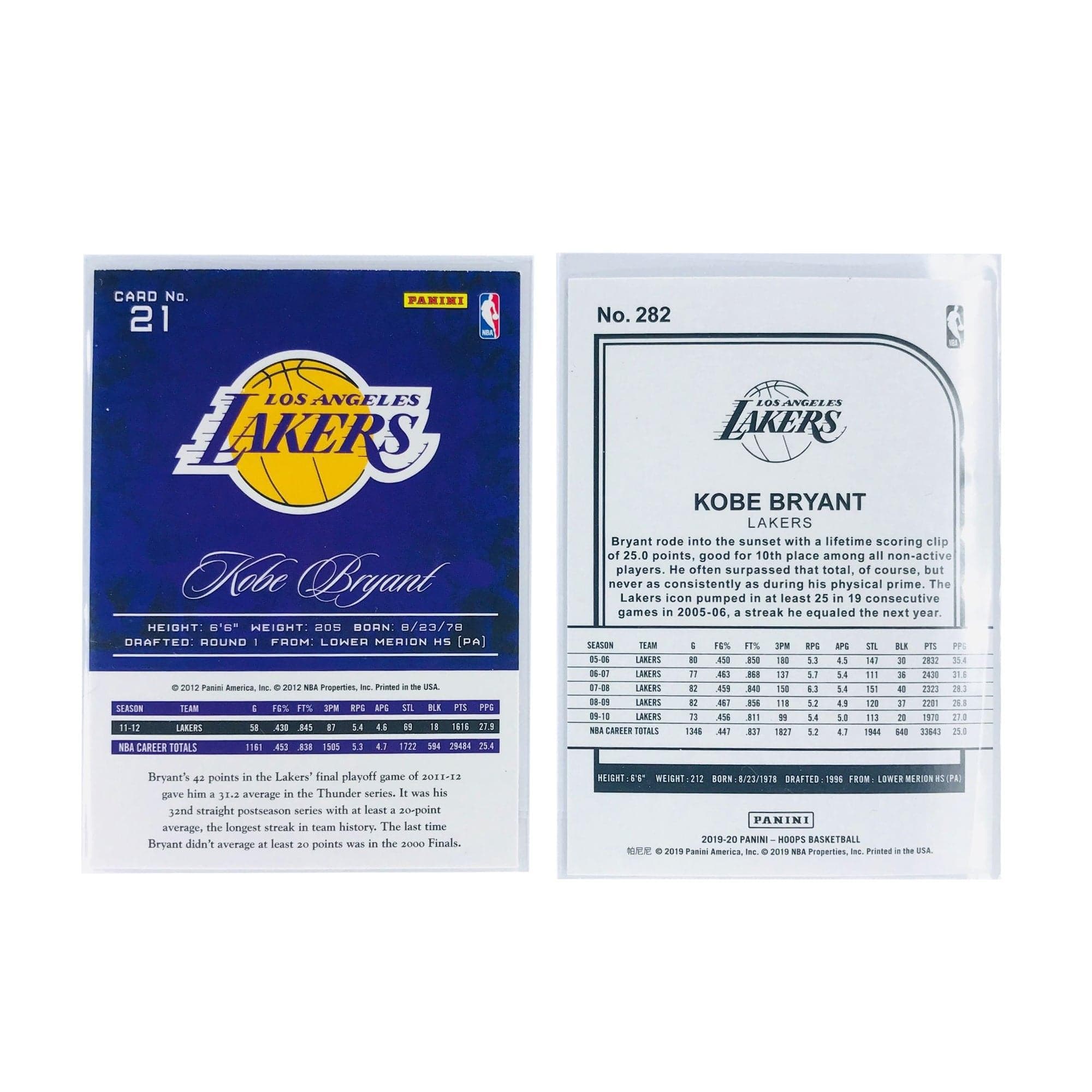 Panini Cards Kobe Bryant Los Angeles Lakers 19-20 Panini NBA 2 Card Set