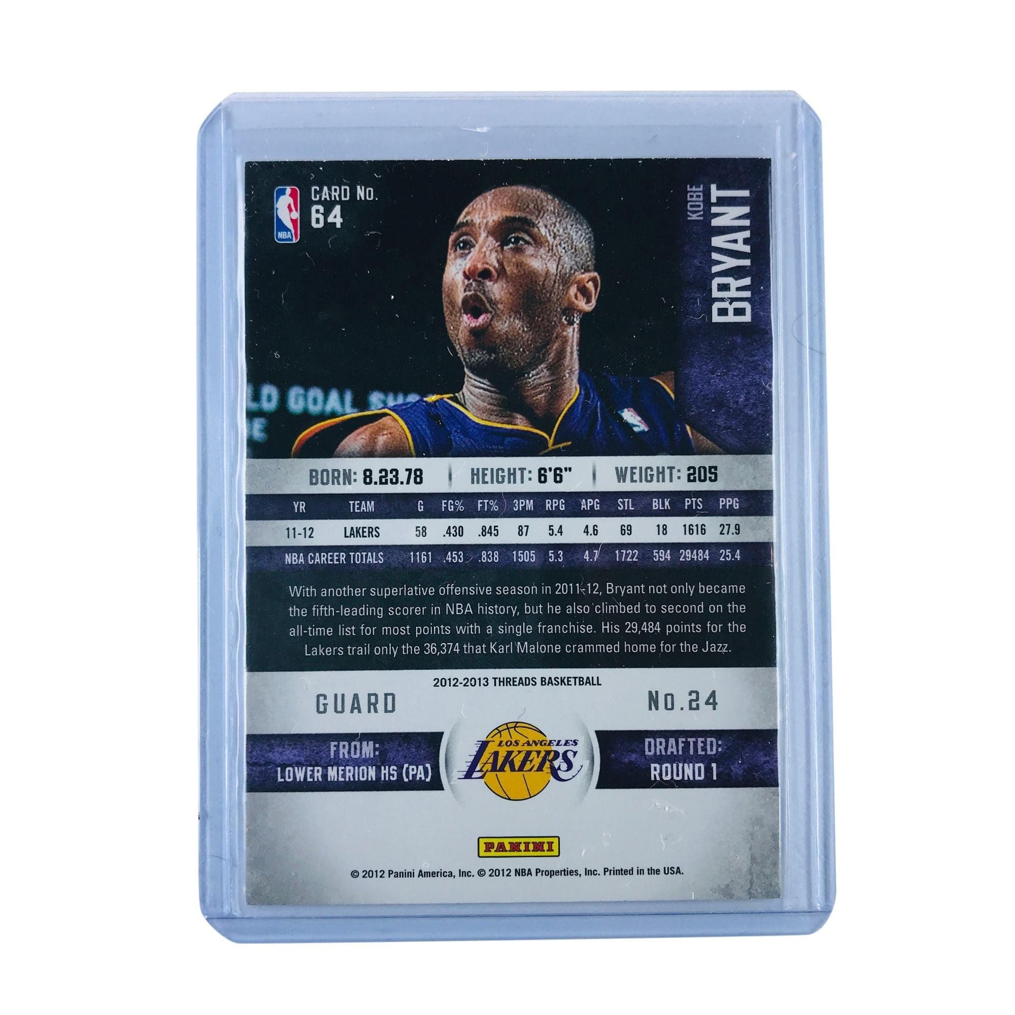 Panini Cards Kobe Bryant Los Angeles Lakers 2012-2013 Panini Threads NBA Card