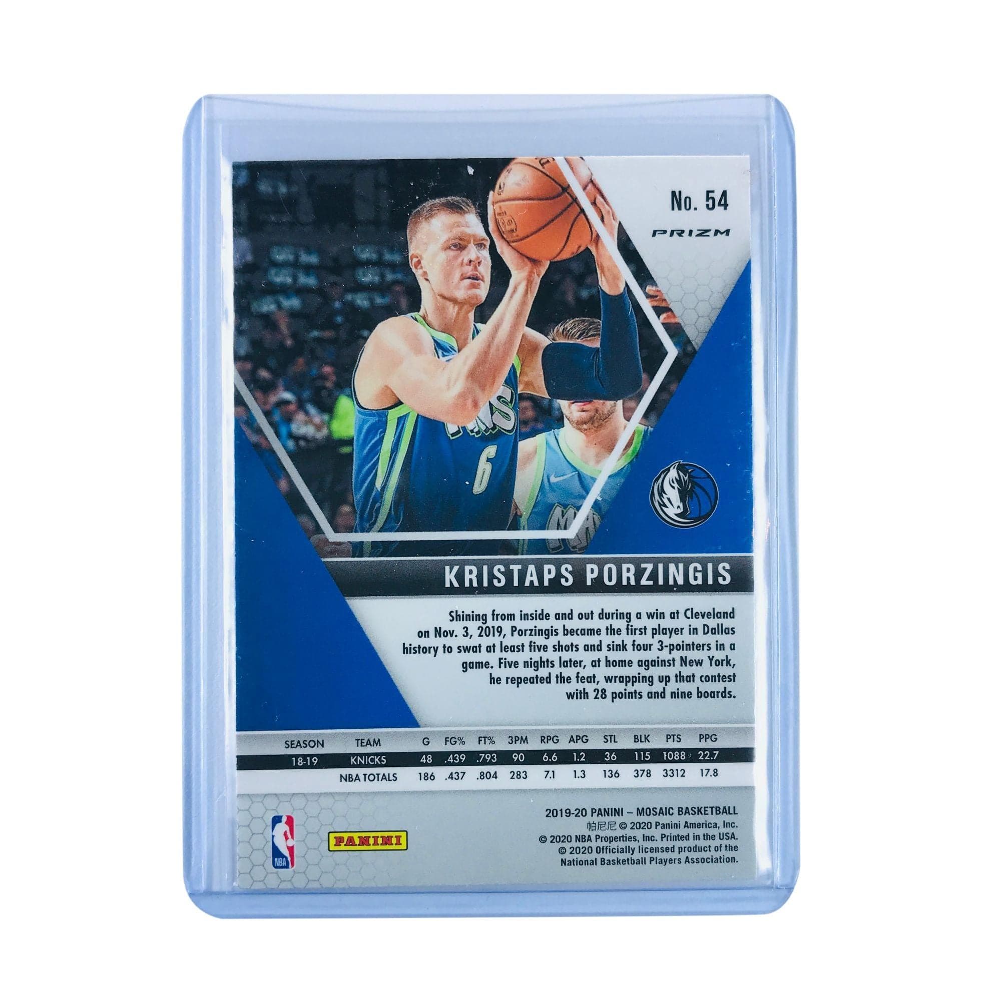 Panini Cards Kristaps Porzingis 2019-20 Panini Mosaic NBA Orange Reactive 54 Prizm Card