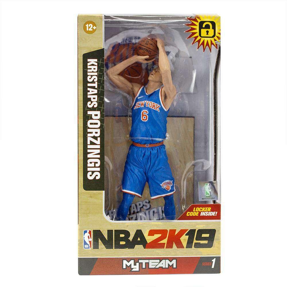 McFarlane Toys Figures Kristaps Porzingis New York Knicks McFarlane NBA 2K19 Series 7" Figure - Blue