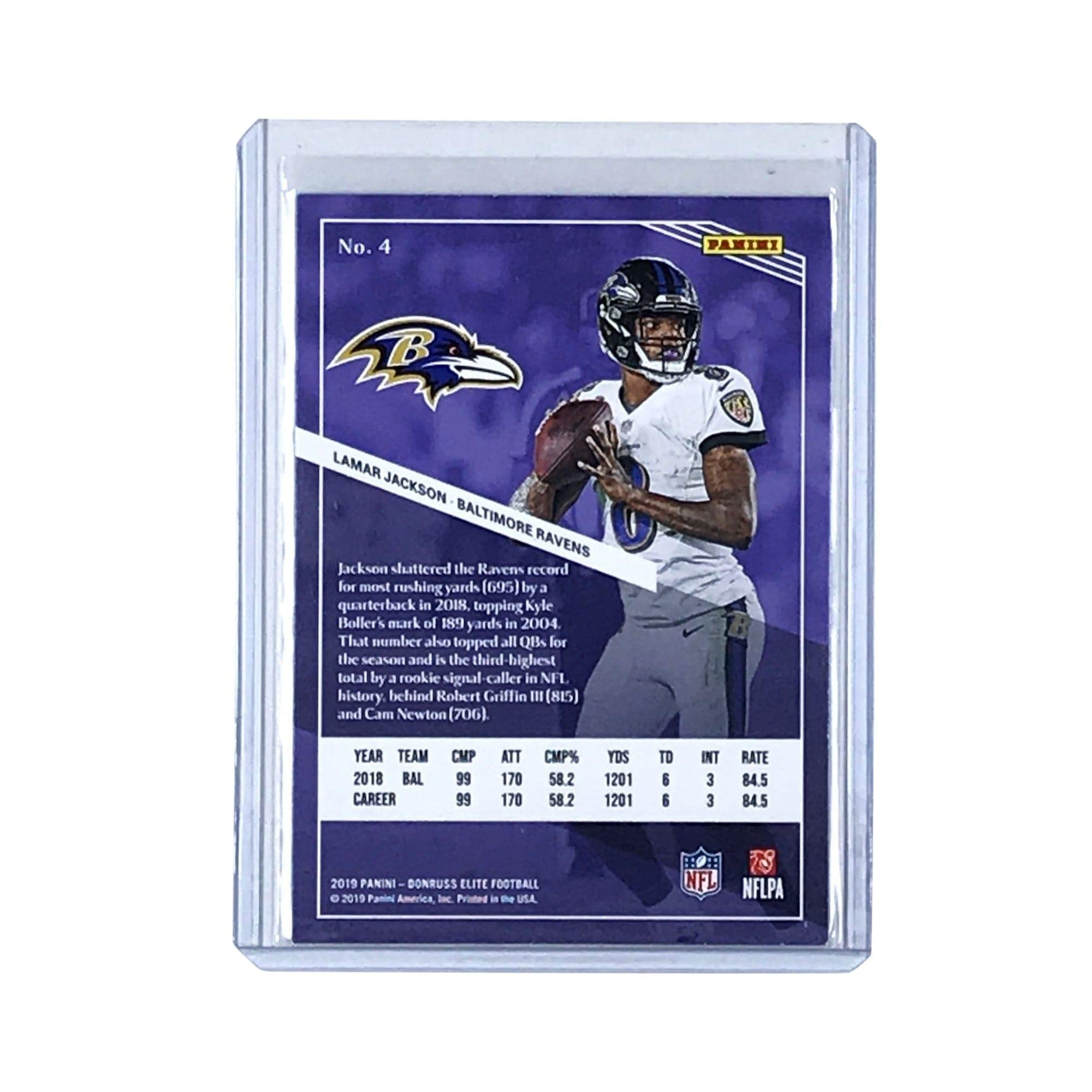 Panini Cards Lamar Jackson Baltimore Ravens 2019 Panini Donruss Elite NFL Base Card