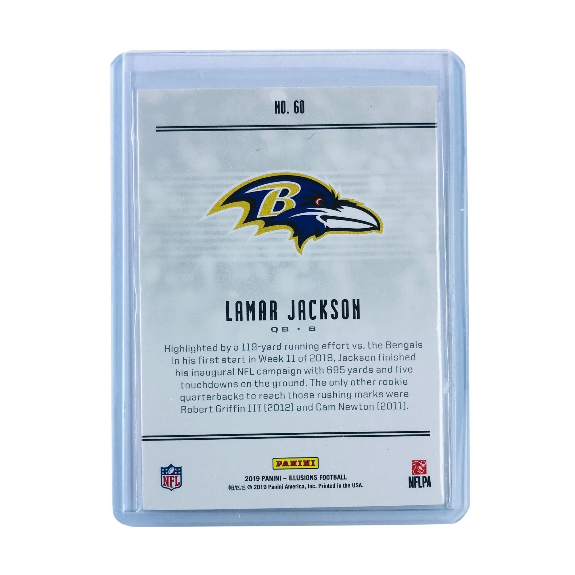 Panini Cards Lamar Jackson Baltimore Ravens 2019 Panini Illusions 60 NFL Blue /299 Card
