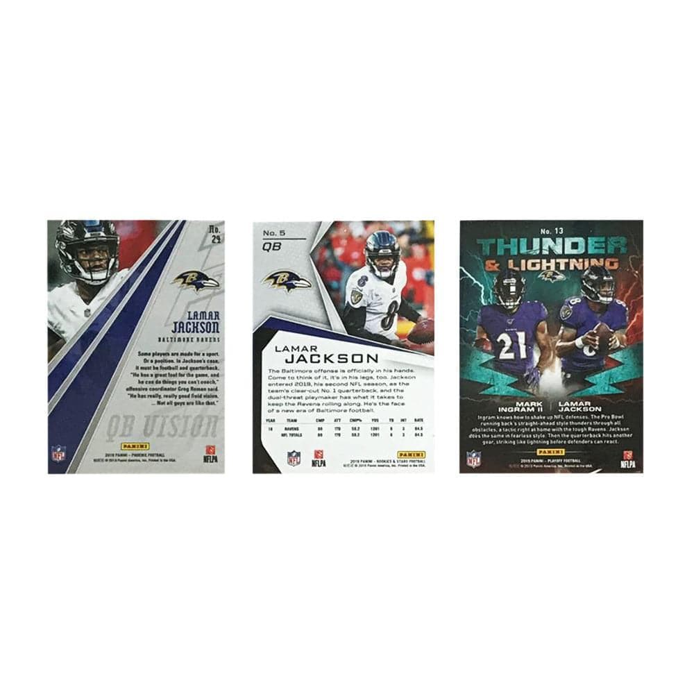 Panini Cards Lamar Jackson Baltimore Ravens Panini NFL 3 Insert Card Set