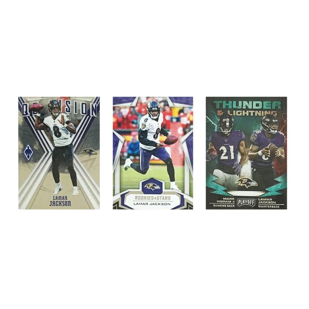 Panini Cards Lamar Jackson Baltimore Ravens Panini NFL 3 Insert Card Set