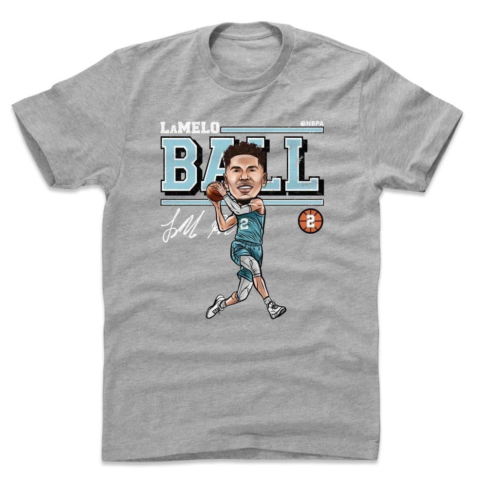 500 Level T-Shirts LaMelo Ball Charlotte Hornets 500 Level NBA Cartoon T-Shirt - Grey
