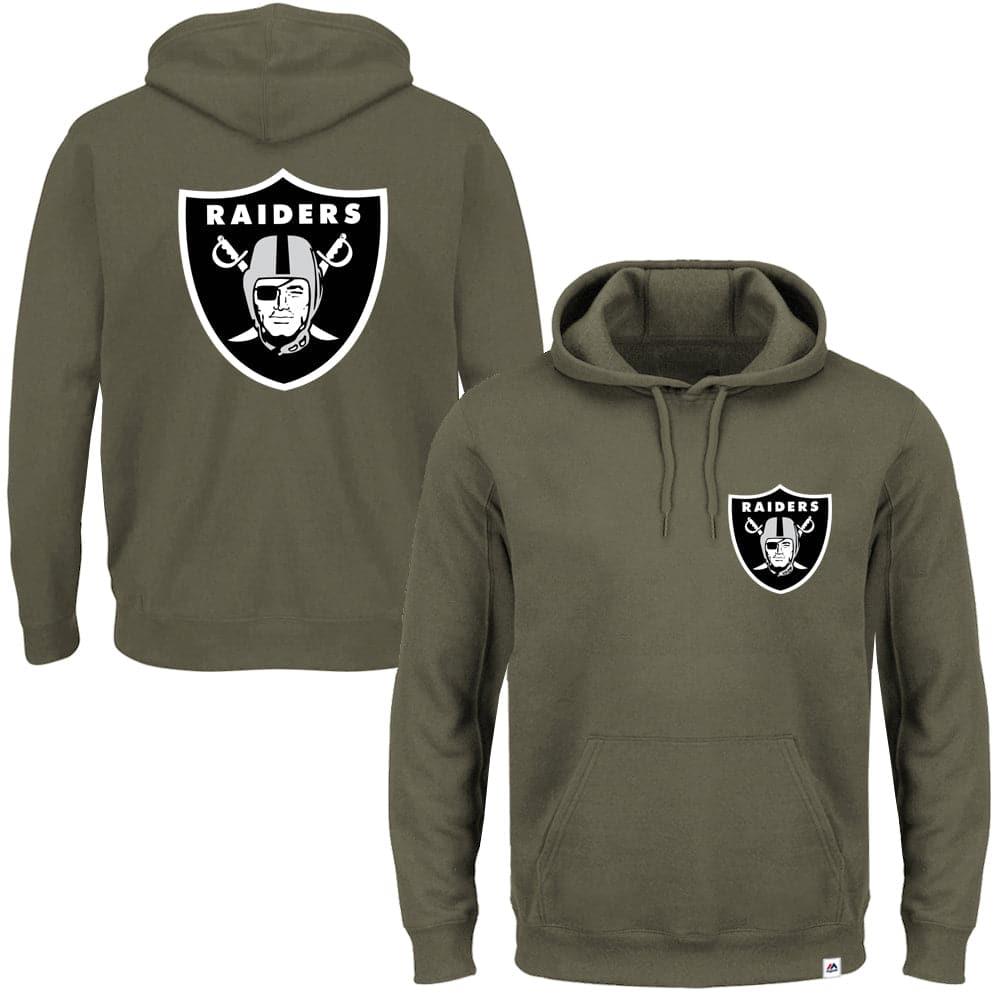 Majestic Athletic Jumpers Las Vegas Raiders Majestic NFL Duke Hoodie Jumper - Olive
