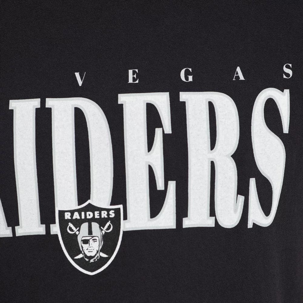 Majestic Athletic T-Shirts Las Vegas Raiders Majestic NFL Linear Logo Vintage T-Shirt - Faded Black