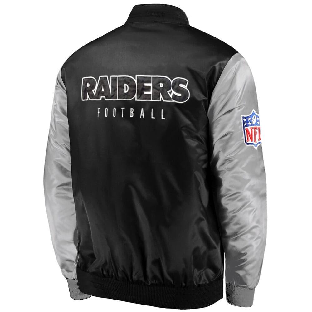 Majestic Athletic Jackets Las Vegas Raiders Majestic NFL Nylon 2 Tone Full Zip Bomber Jacket- Black