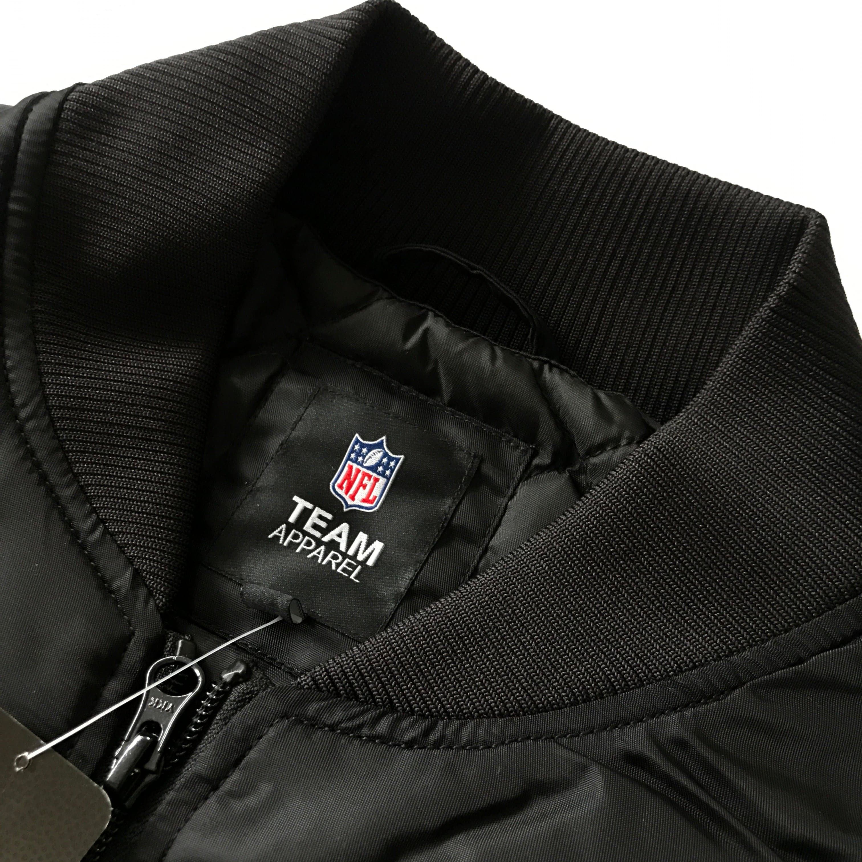 Majestic Athletic Jackets Las Vegas Raiders Majestic NFL Team Nylon Zip Bomber Jacket- Black