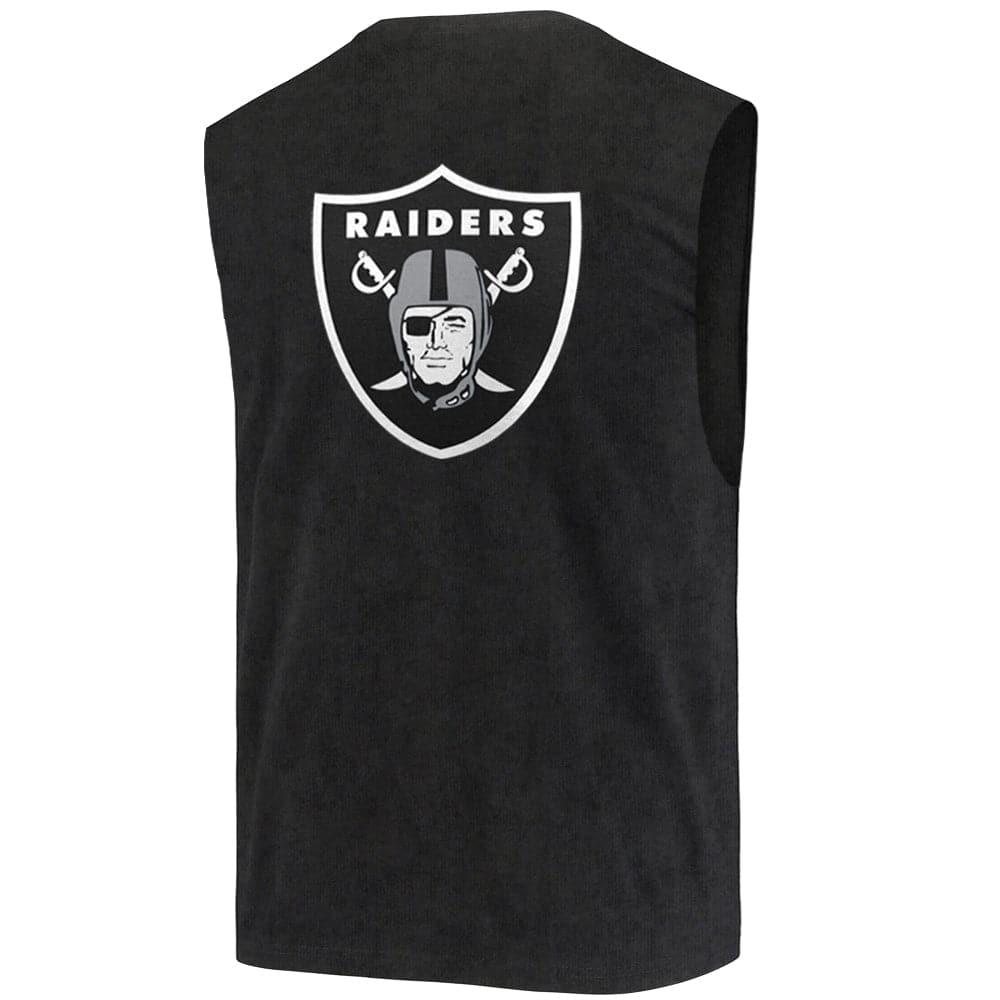 Majestic Athletic T-Shirts Las Vegas Raiders Majestic NFL Vinny Snow Wash Muscle T-Shirt - Black