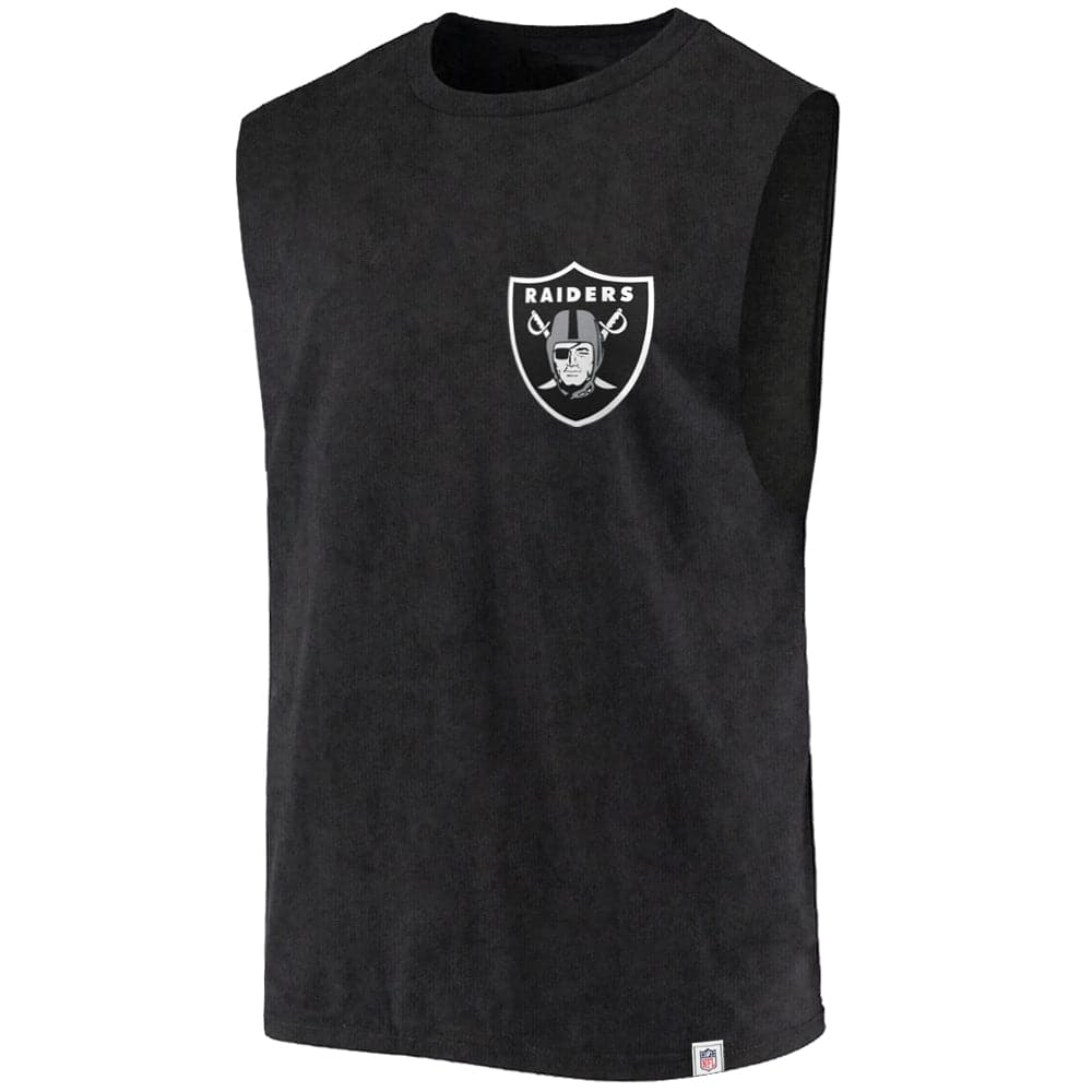 Majestic Athletic T-Shirts Las Vegas Raiders Majestic NFL Vinny Snow Wash Muscle T-Shirt - Black