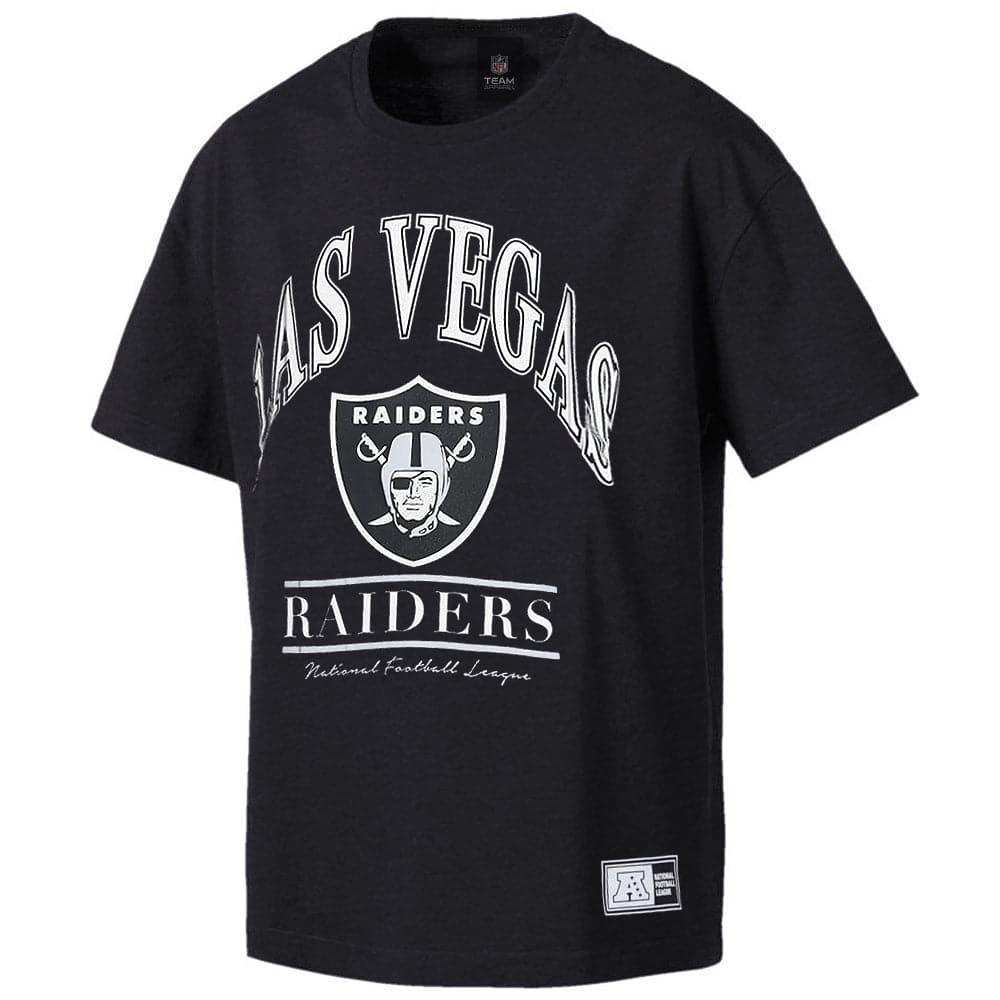 Majestic Athletic T-Shirts Las Vegas Raiders Majestic NFL Vintage Arch Oversized T-Shirt - Faded Black