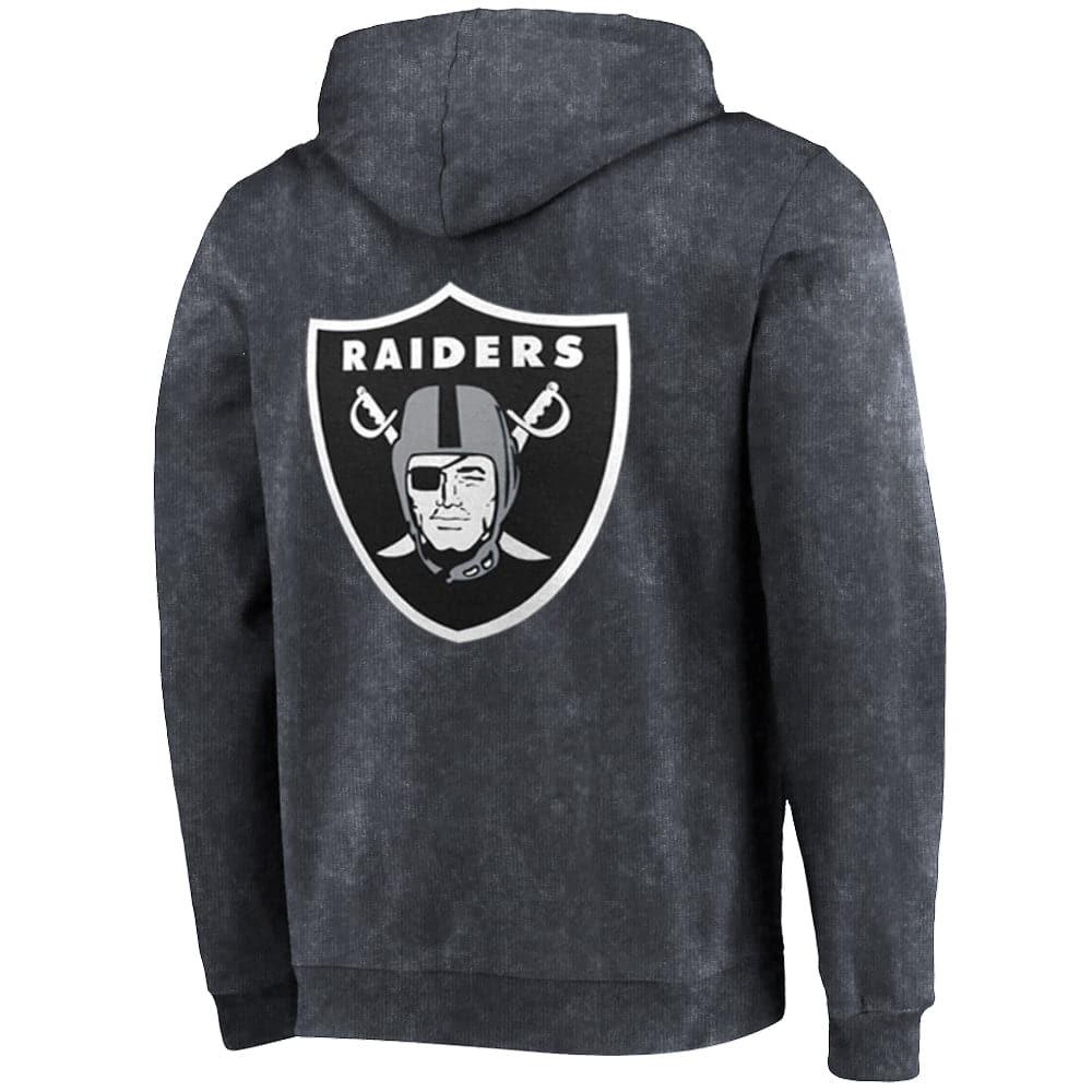 Majestic Athletic Jumpers Las Vegas Raiders Majestic NFL Washed Duke Hoodie Jumper - Snow Black