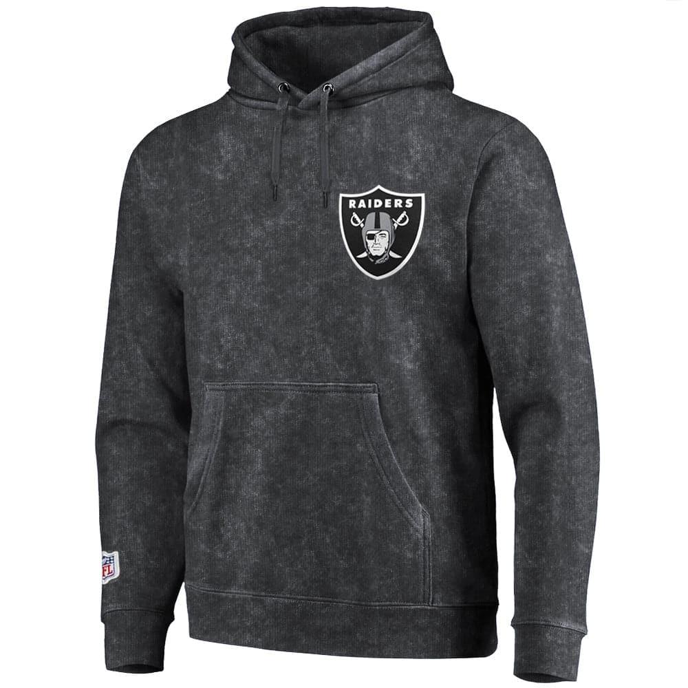 Majestic Athletic Jumpers Las Vegas Raiders Majestic NFL Washed Duke Hoodie Jumper - Snow Black