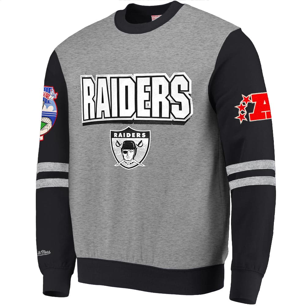 Mitchell And Ness Jumpers Las Vegas Raiders Mitchell & Ness NFL All Over 2.0 Crew Jumper - Grey