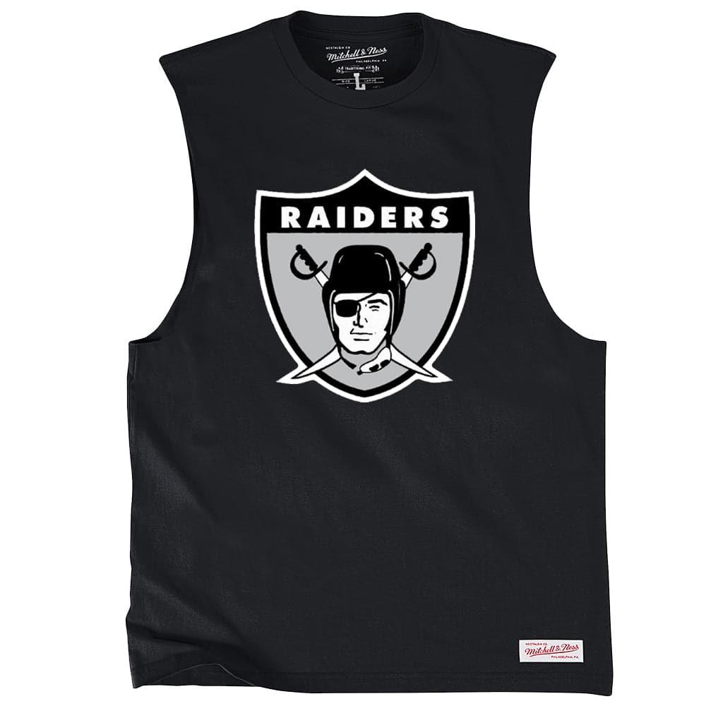 Mitchell And Ness T-Shirts Las Vegas Raiders Mitchell & Ness NFL Retro Logo Sleeveless Muscle T-Shirt - Black