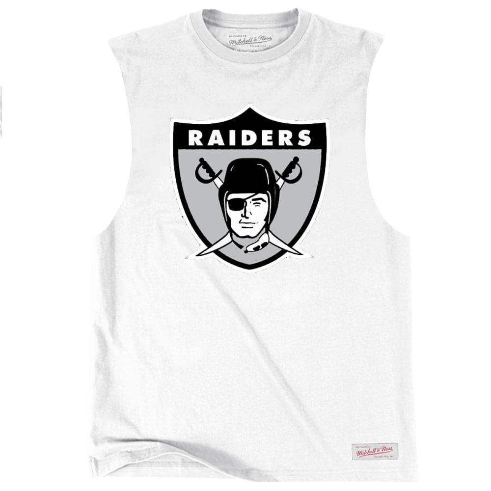 Mitchell And Ness T-Shirts Las Vegas Raiders Mitchell & Ness NFL Retro Logo Sleeveless Muscle T-Shirt - White