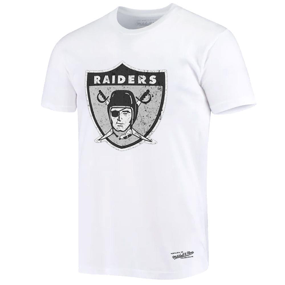 Mitchell And Ness T-Shirts Las Vegas Raiders Mitchell & Ness NFL Throwback Distressed Logo T-Shirt - White