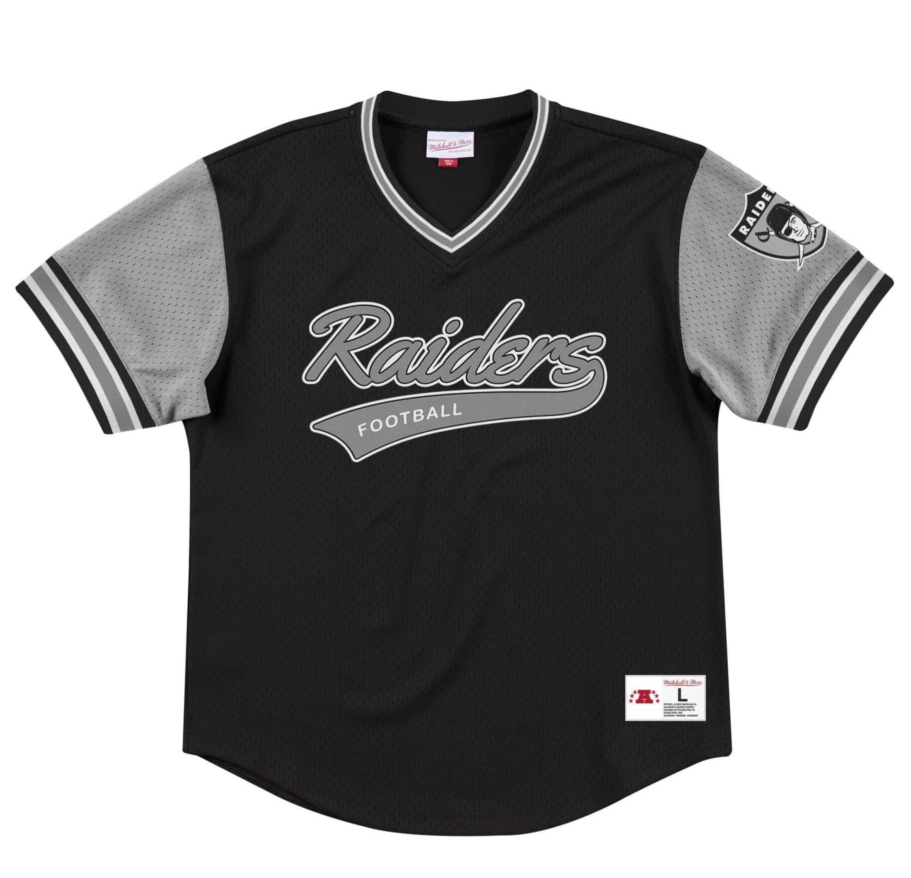 Mitchell And Ness T-Shirts Las Vegas Raiders Mitchell & Ness NFL Top Prospect Mesh V- Neck - Black
