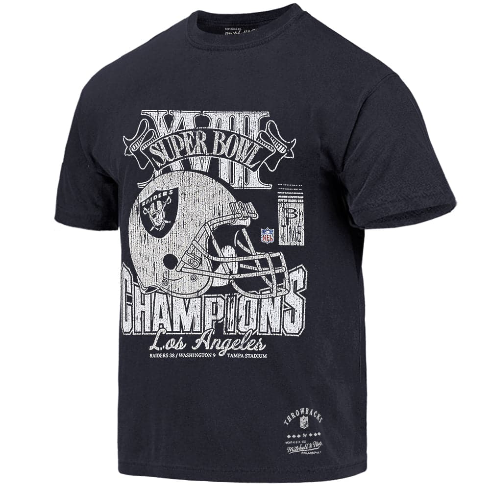 Mitchell And Ness T-Shirts Las Vegas Raiders Mitchell & Ness NFL XVIII Champs Vintage T-Shirt - Faded Black