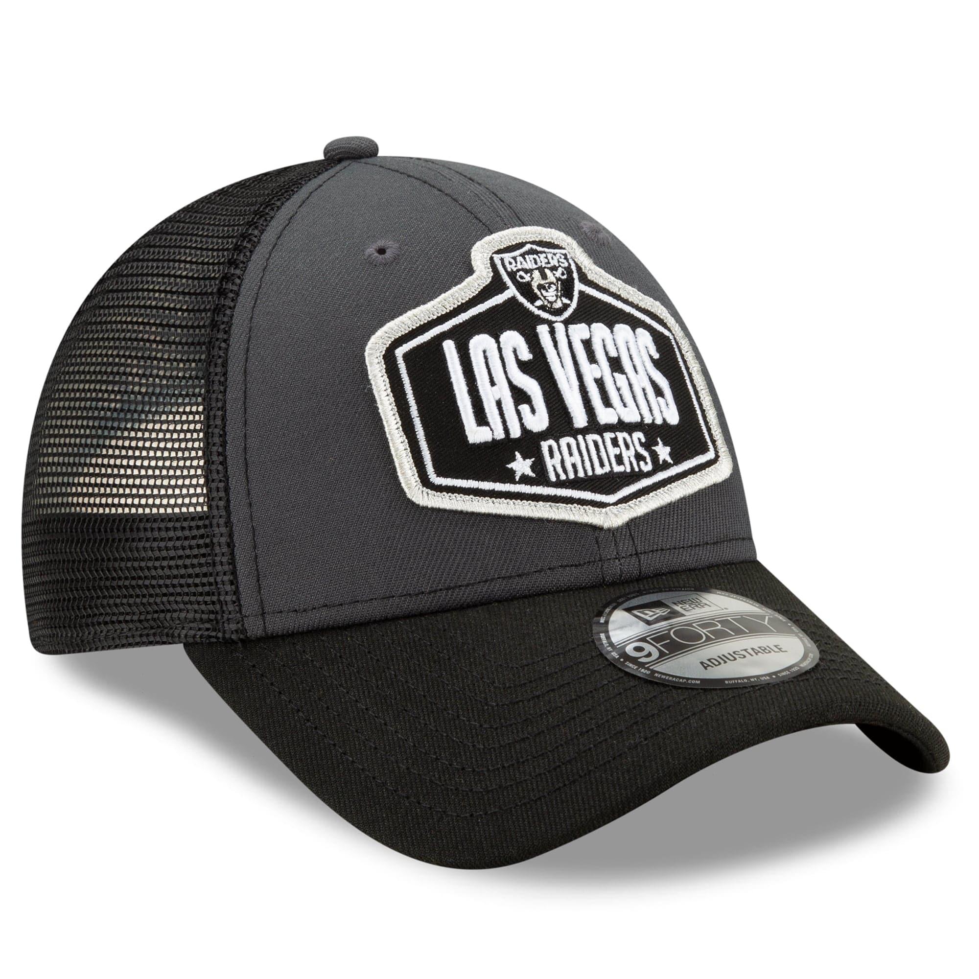 New Era Caps Las Vegas Raiders New Era 2021 NFL Draft 9FORTY Snapback Curve Hat - Graphite