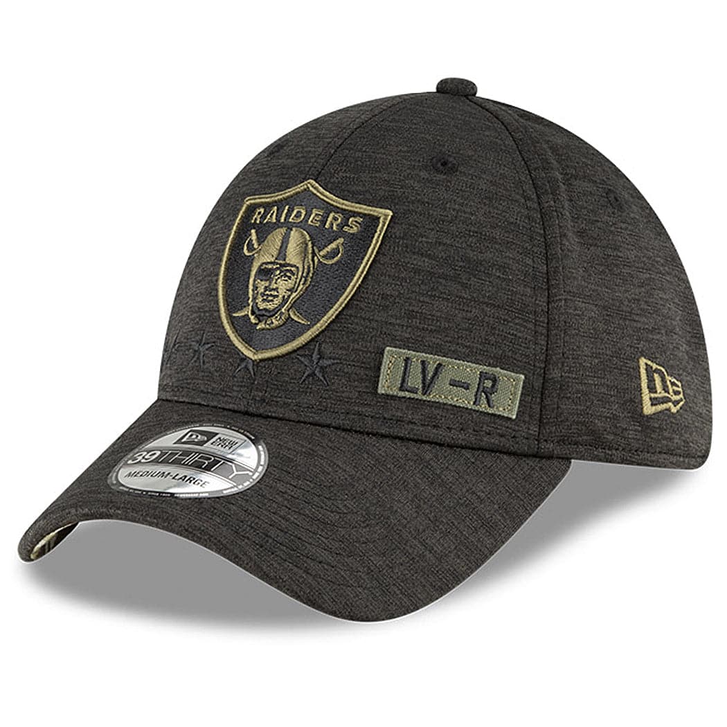 New Era Caps Las Vegas Raiders New Era NFL 2020 Salute To Service 39THIRTY Flex Fit Curve Hat - Black