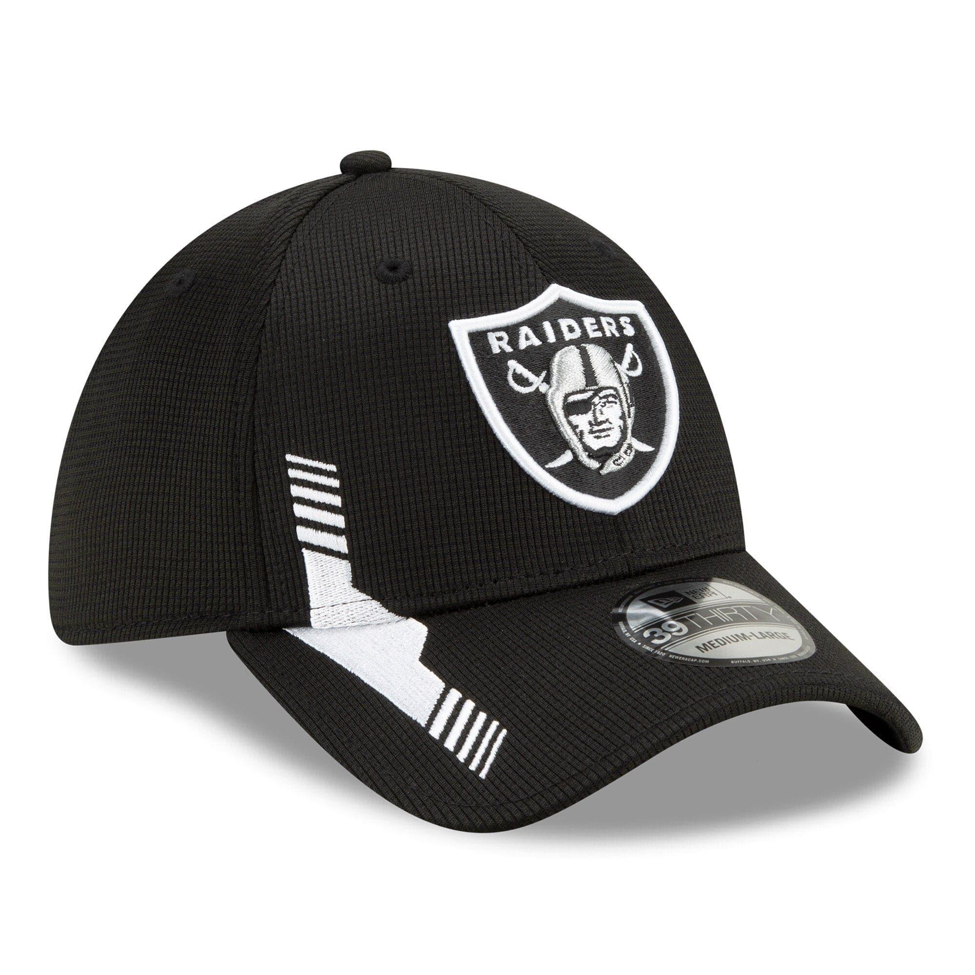 New Era Caps Las Vegas Raiders New Era NFL 2021 Sideline Black & White 39THIRTY Flex Fit Hat