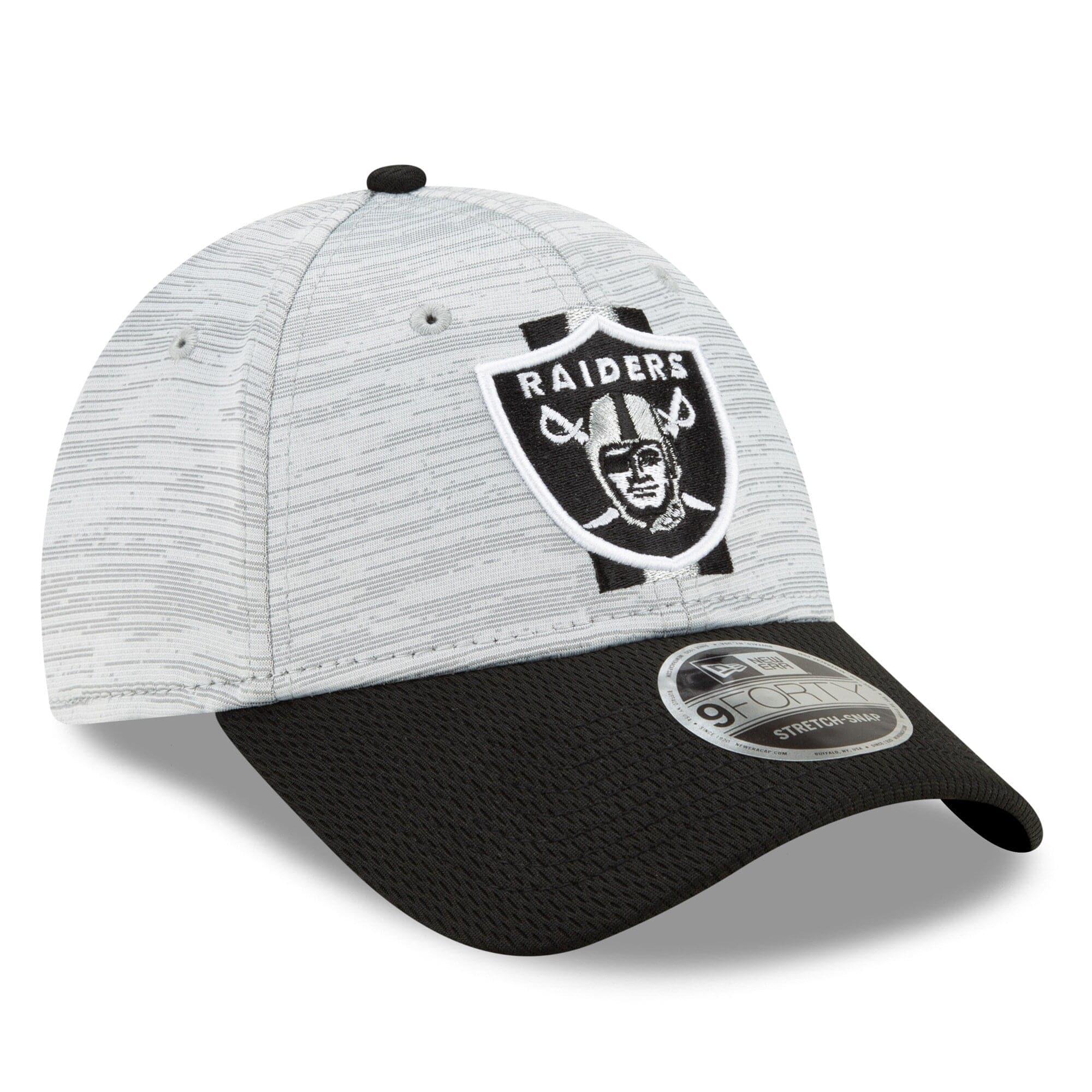 New Era Caps Las Vegas Raiders New Era NFL 2021 Training Camp 9FORTY Curve Stretch Snapback Hat - Grey