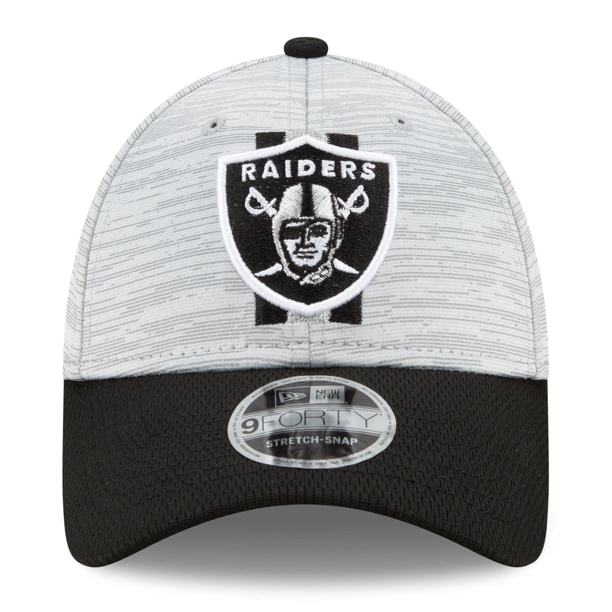New Era Caps Las Vegas Raiders New Era NFL 2021 Training Camp 9FORTY Curve Stretch Snapback Hat - Grey