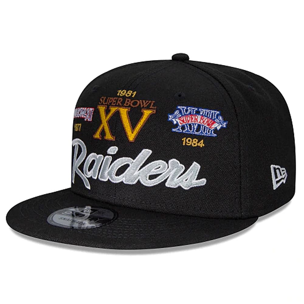 New Era Caps Las Vegas Raiders New Era NFL Champs Script 9FIFTY Snapback Hat - Black