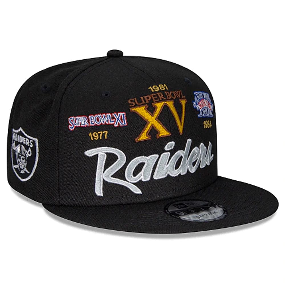 New Era Caps Las Vegas Raiders New Era NFL Champs Script 9FIFTY Snapback Hat - Black