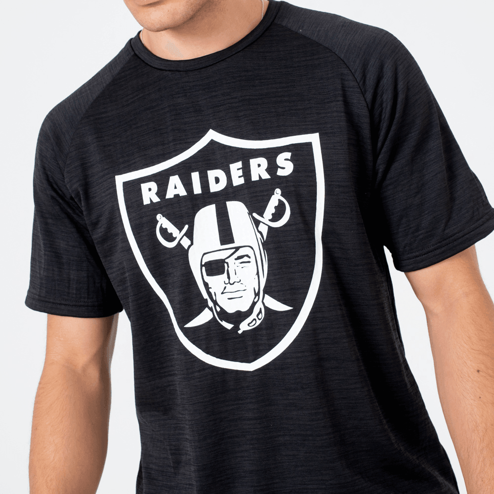 New Era T-Shirts Las Vegas Raiders New Era NFL Engineered Performance Raglan T-Shirt - Black