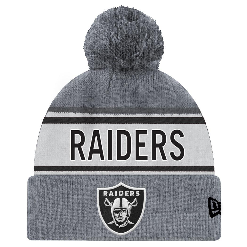 New Era Beanies Las Vegas Raiders New Era NFL Official Marle Knit Pom Beanie - Grey