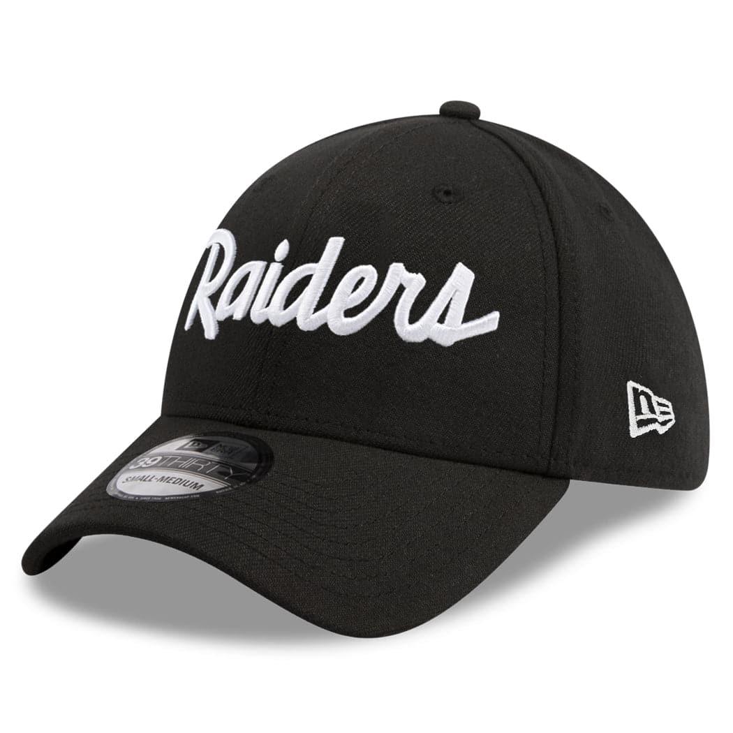 New Era Caps Las Vegas Raiders New Era NFL Script 39THIRTY Flex Fit Curve Hat - Black