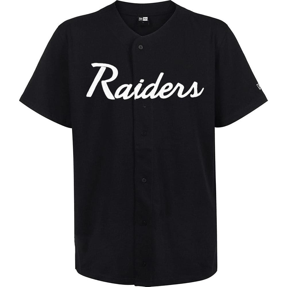 New Era T-Shirts Las Vegas Raiders New Era NFL Script Button Up T-Shirt - Black