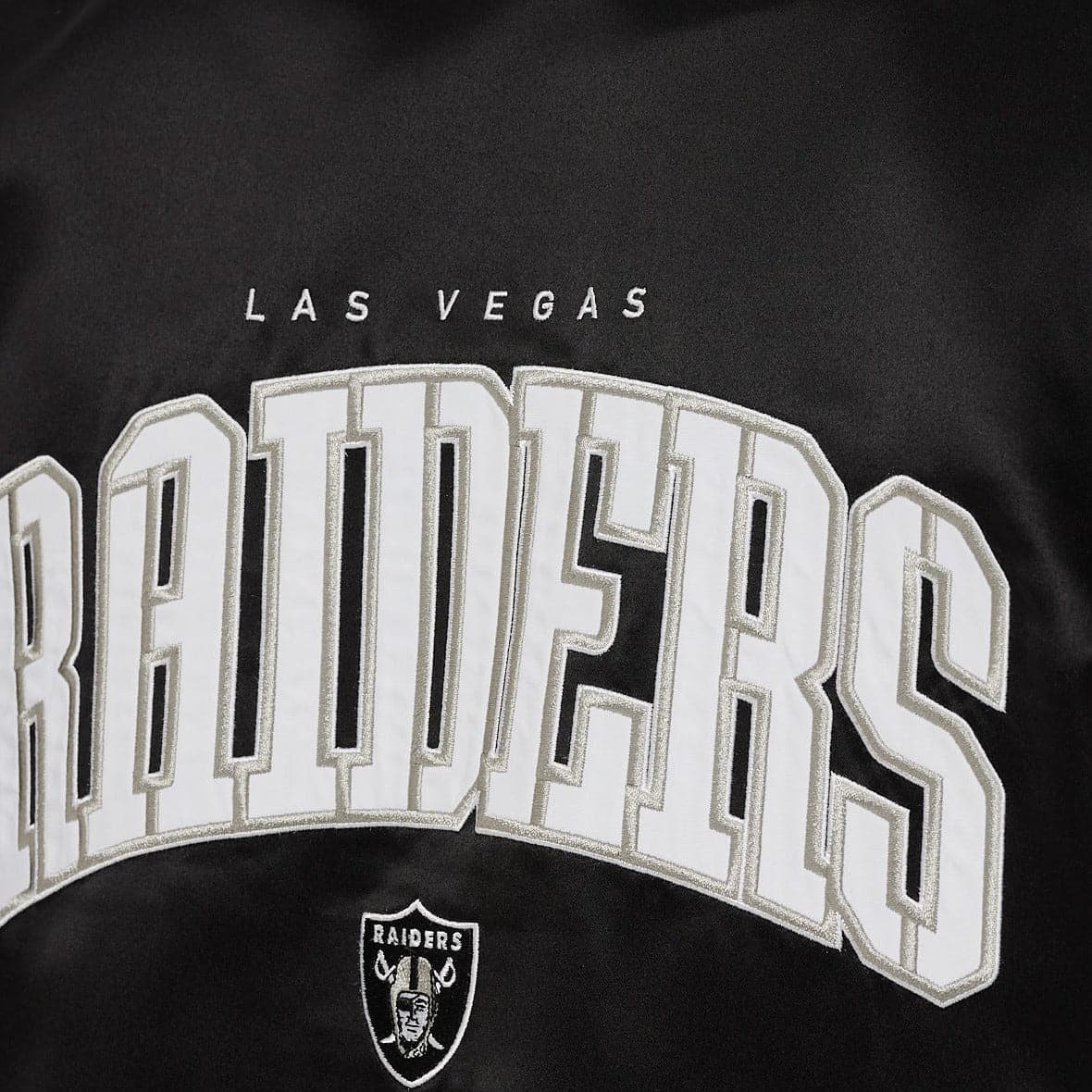 New Era Jackets Las Vegas Raiders New Era NFL Team Stencil Satin Button Jacket - Black