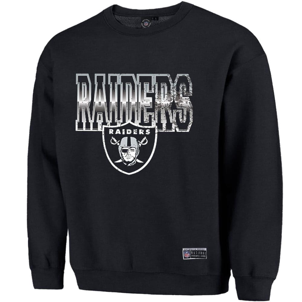 Majestic Athletic Jumpers Las Vegas Raiders NFL Collegiate Fade Vintage Crew Jumper - Faded Black