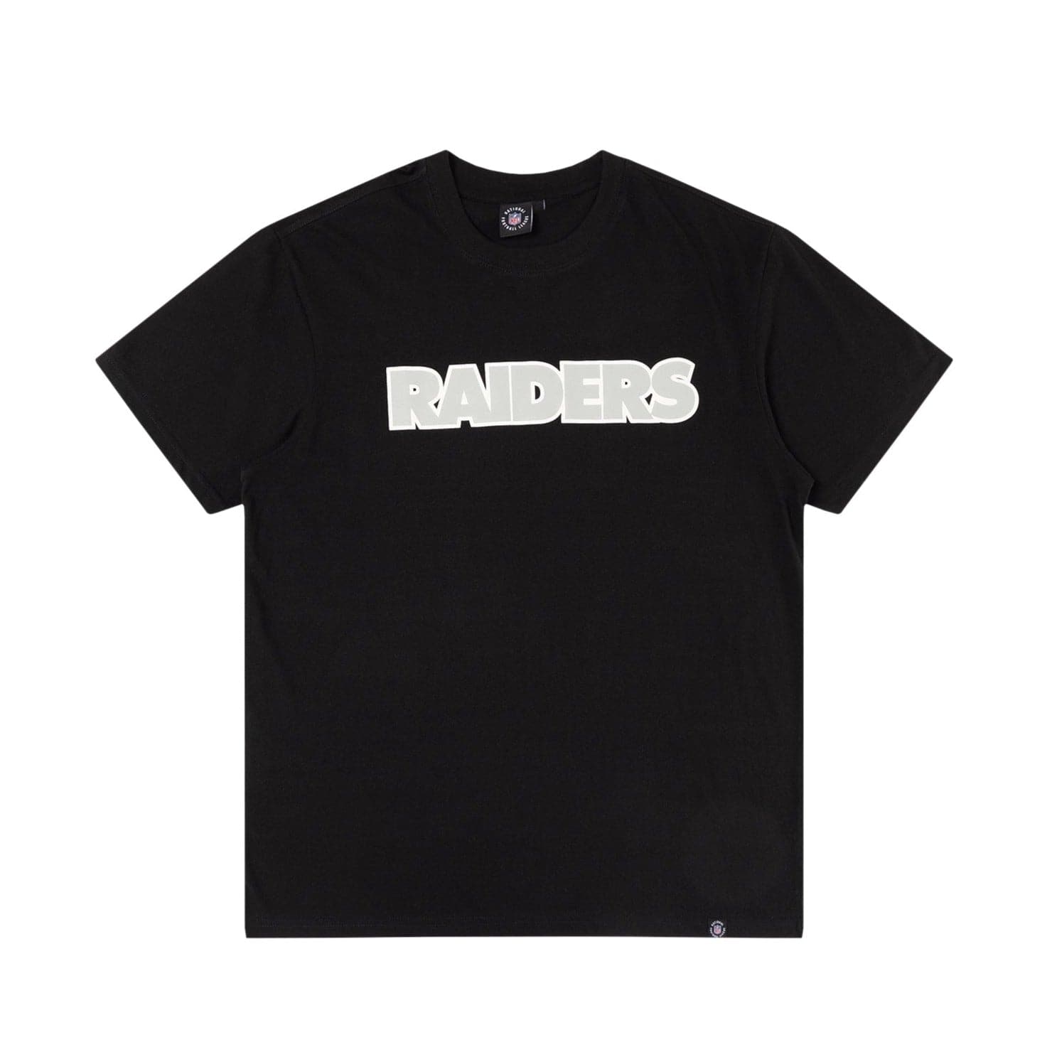 Majestic Athletic T-Shirts Las Vegas Raiders NFL Outline Wordmark Vintage T-Shirt- Faded Black