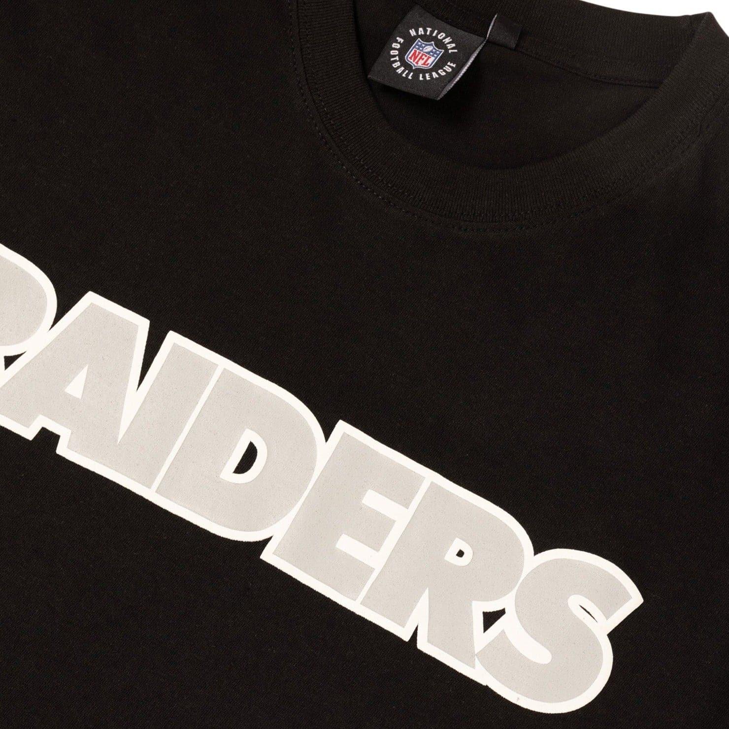 Majestic Athletic T-Shirts Las Vegas Raiders NFL Outline Wordmark Vintage T-Shirt- Faded Black