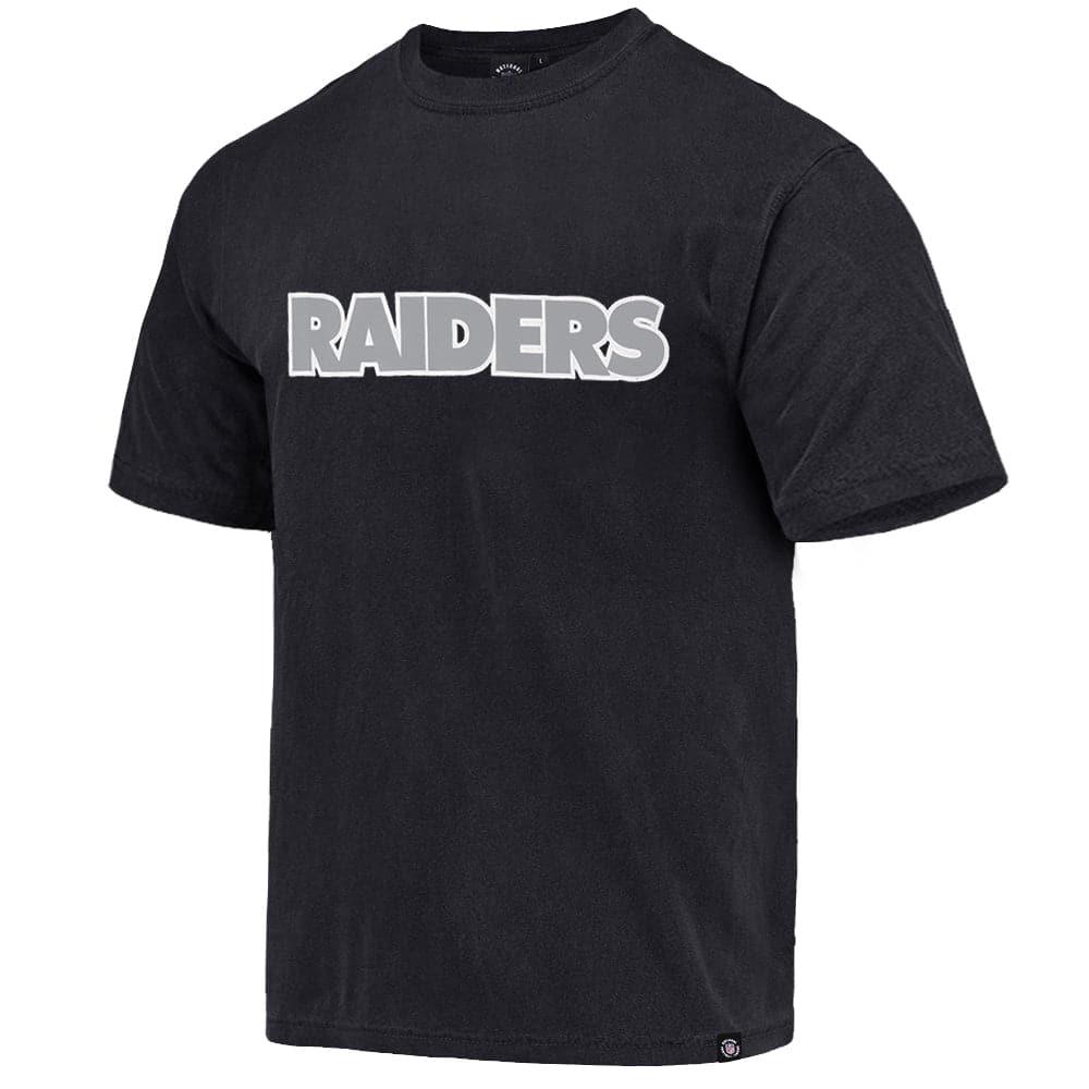 Majestic Athletic T-Shirts Las Vegas Raiders NFL Outline Wordmark Vintage T-Shirt- Faded Black