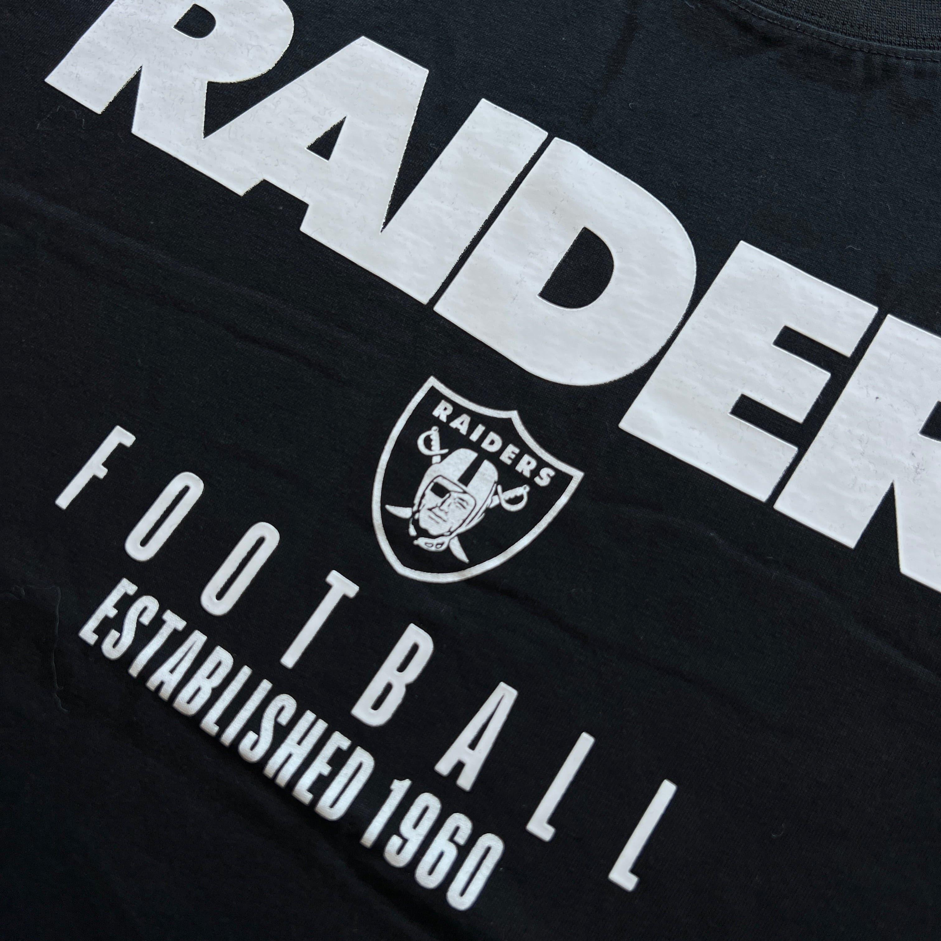 Majestic Athletic T-Shirts Las Vegas Raiders NFL Stripe Stack Vintage T-Shirt- Faded Black