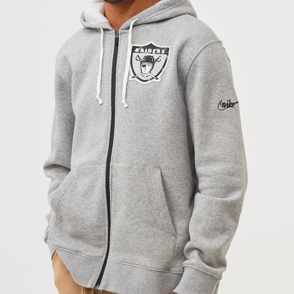 Nike Jumpers Las Vegas Raiders Nike NFL Historic Full Zip Fleece Hoodie Jumper - Grey