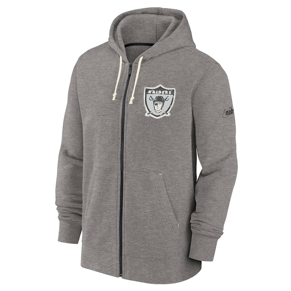 Nike Jumpers Las Vegas Raiders Nike NFL Historic Full Zip Fleece Hoodie Jumper - Grey