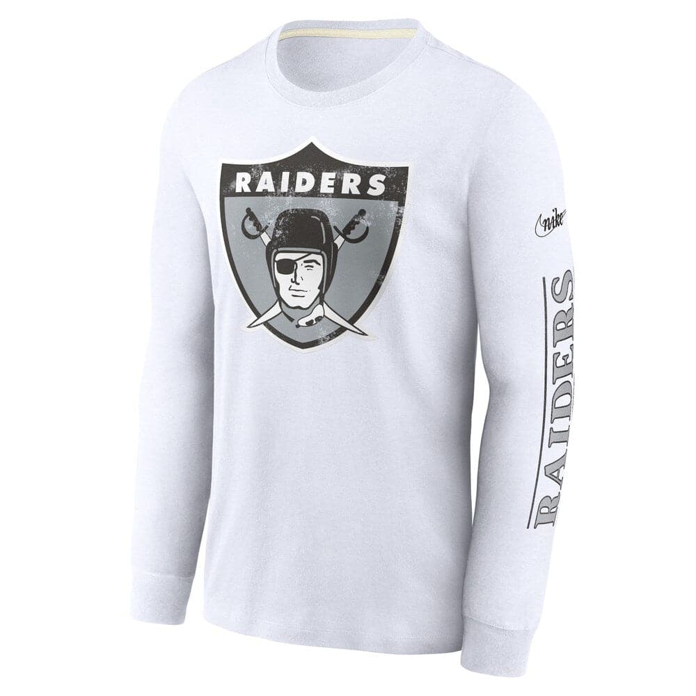 Nike T-Shirts Las Vegas Raiders Nike NFL Historic Long Sleeve Tri-Blend T-Shirt - White