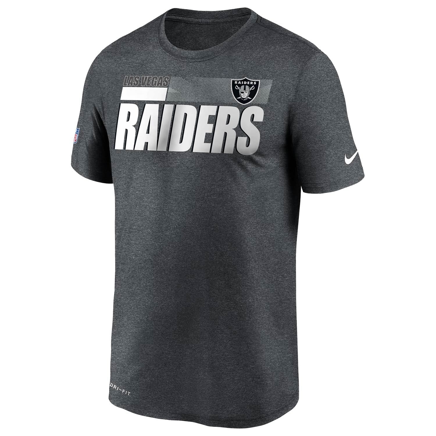 Nike T-Shirts Las Vegas Raiders Nike NFL Team Name Sideline Legend Performance T-Shirt - Charcoal Heather