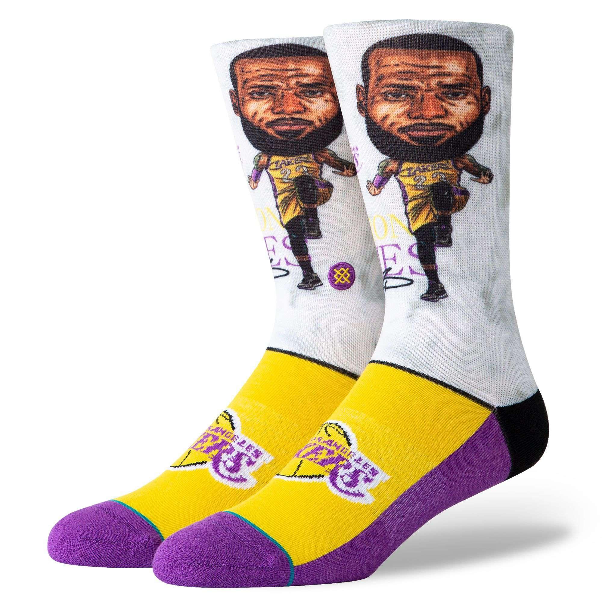 Stance Socks LeBron James Los Angeles Lakers Stance NBA Big Head Crew Socks
