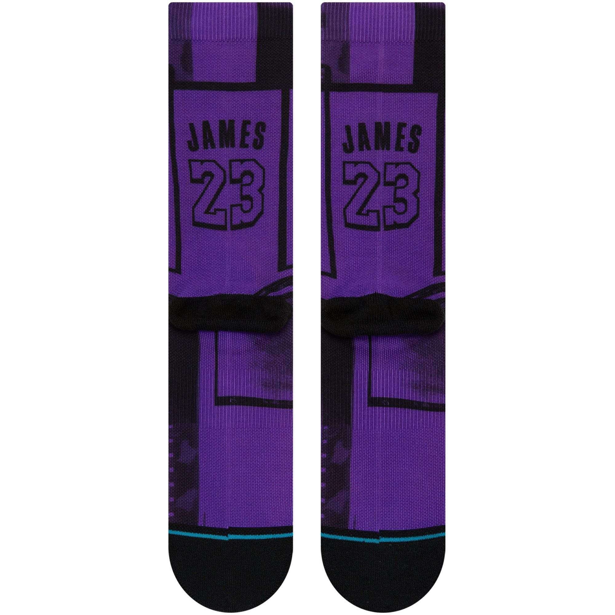 Stance Socks Large (9-12 US) LeBron James Los Angeles Lakers Stance NBA Tonal Jersey Crew Socks - Purple