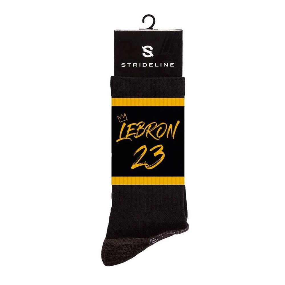 Strideline Socks M/L (8-12 US) LeBron James Los Angeles Lakers Strideline NBA Gold King Premium Crew Socks - Black