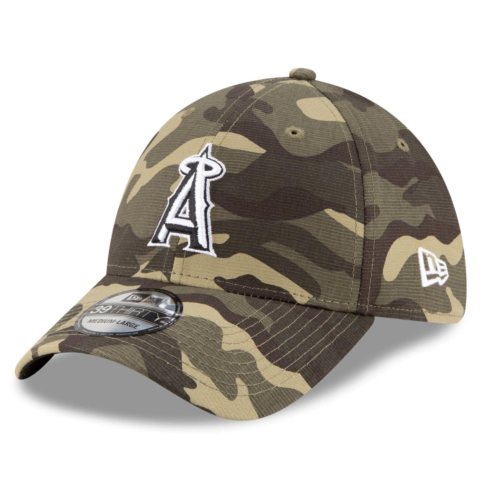 New Era Caps Los Angeles Angels New Era MLB 2021 Armed Forces 39THIRTY Flex Fit Curve Hat - Camo