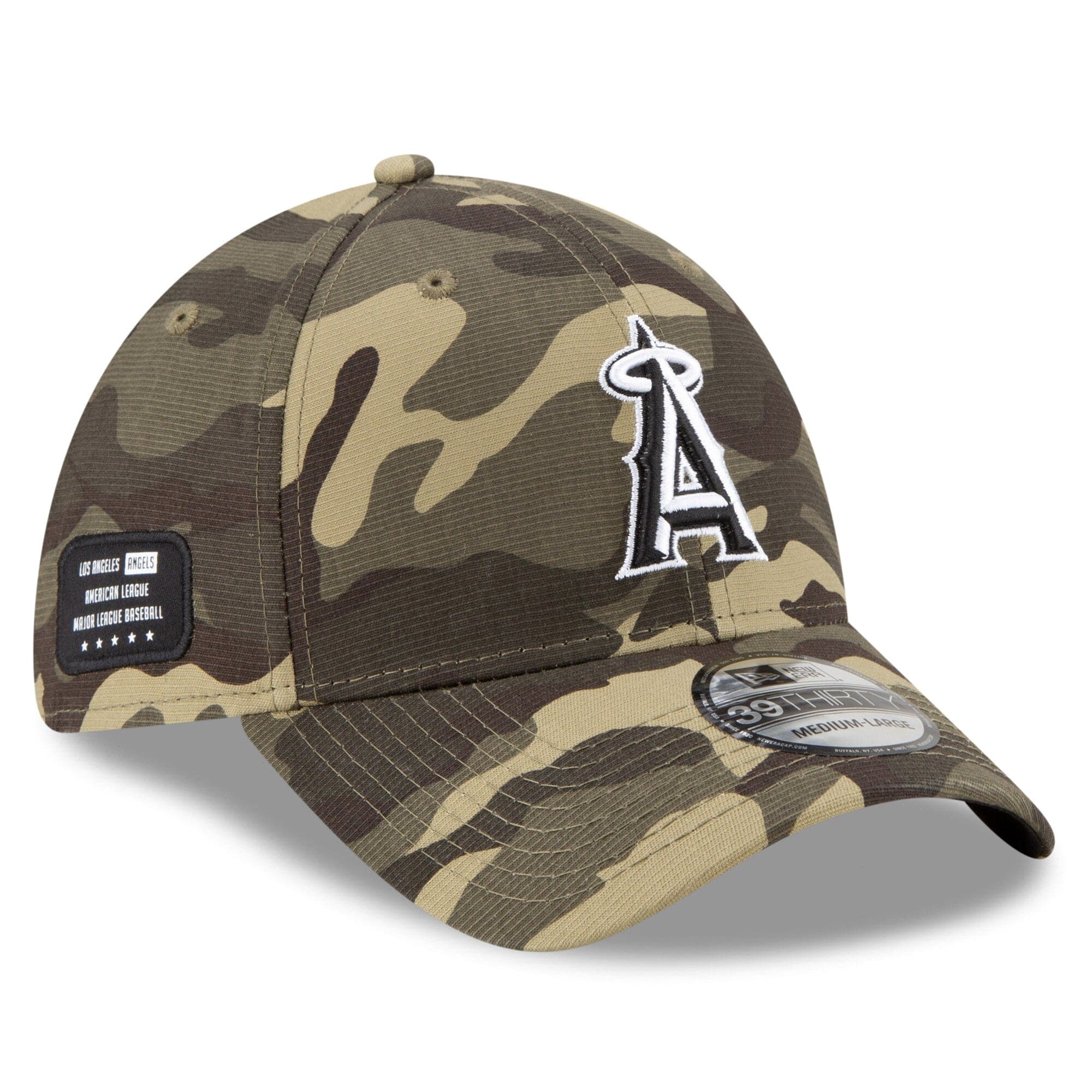 New Era Caps Los Angeles Angels New Era MLB 2021 Armed Forces 39THIRTY Flex Fit Curve Hat - Camo